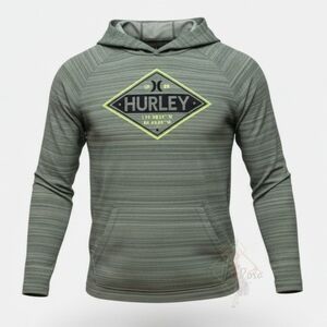 HURLEY Boy's Pullover Hoodie Shirt H20 Dri-Fit Lightweight Green XL(18/20)
